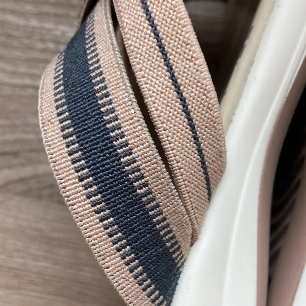 Two pairs of slide in sandals blue tan 7 -7,5
